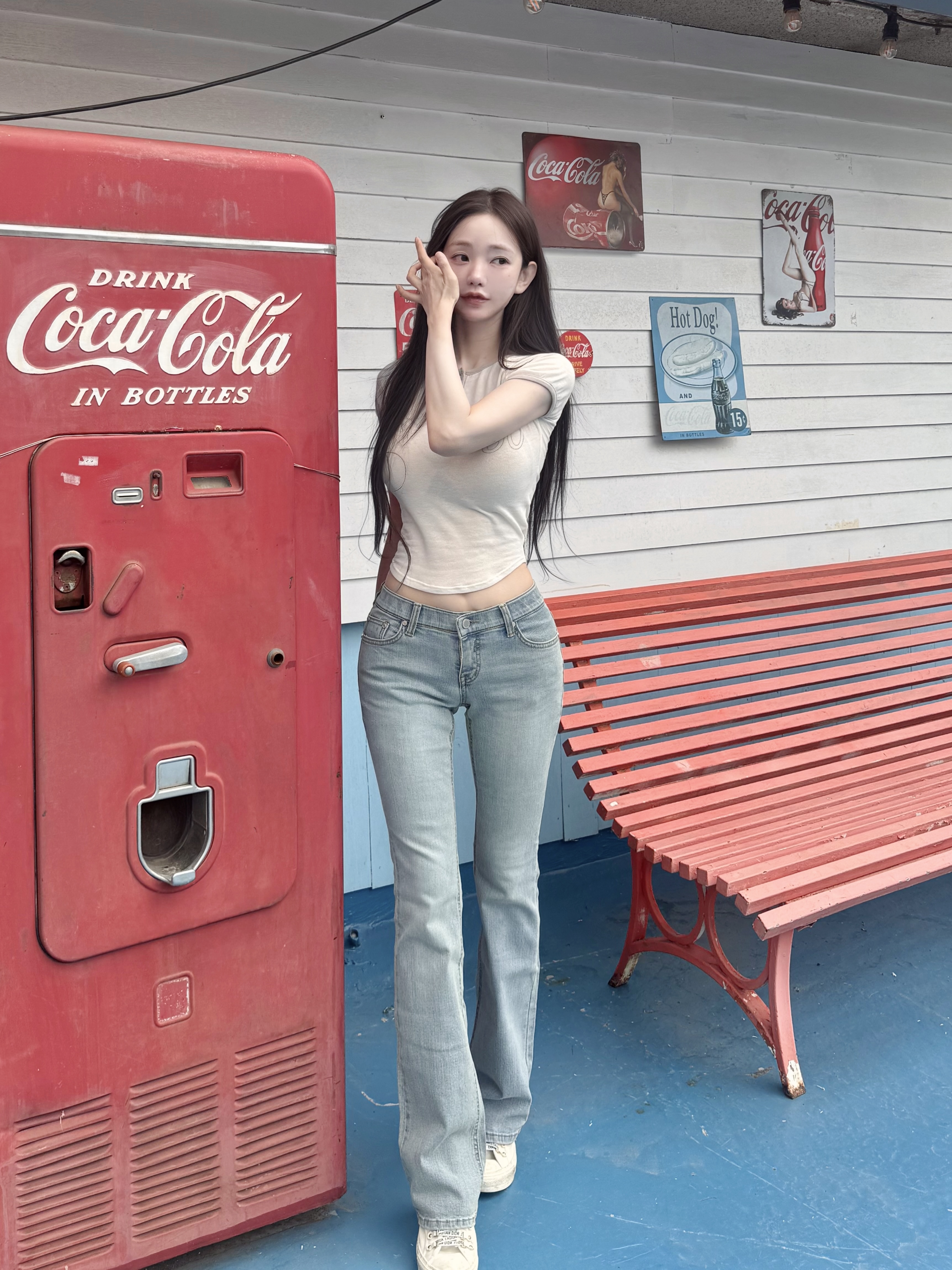LOW WAIST BOOTCUT JEANS LIGHT BLUE