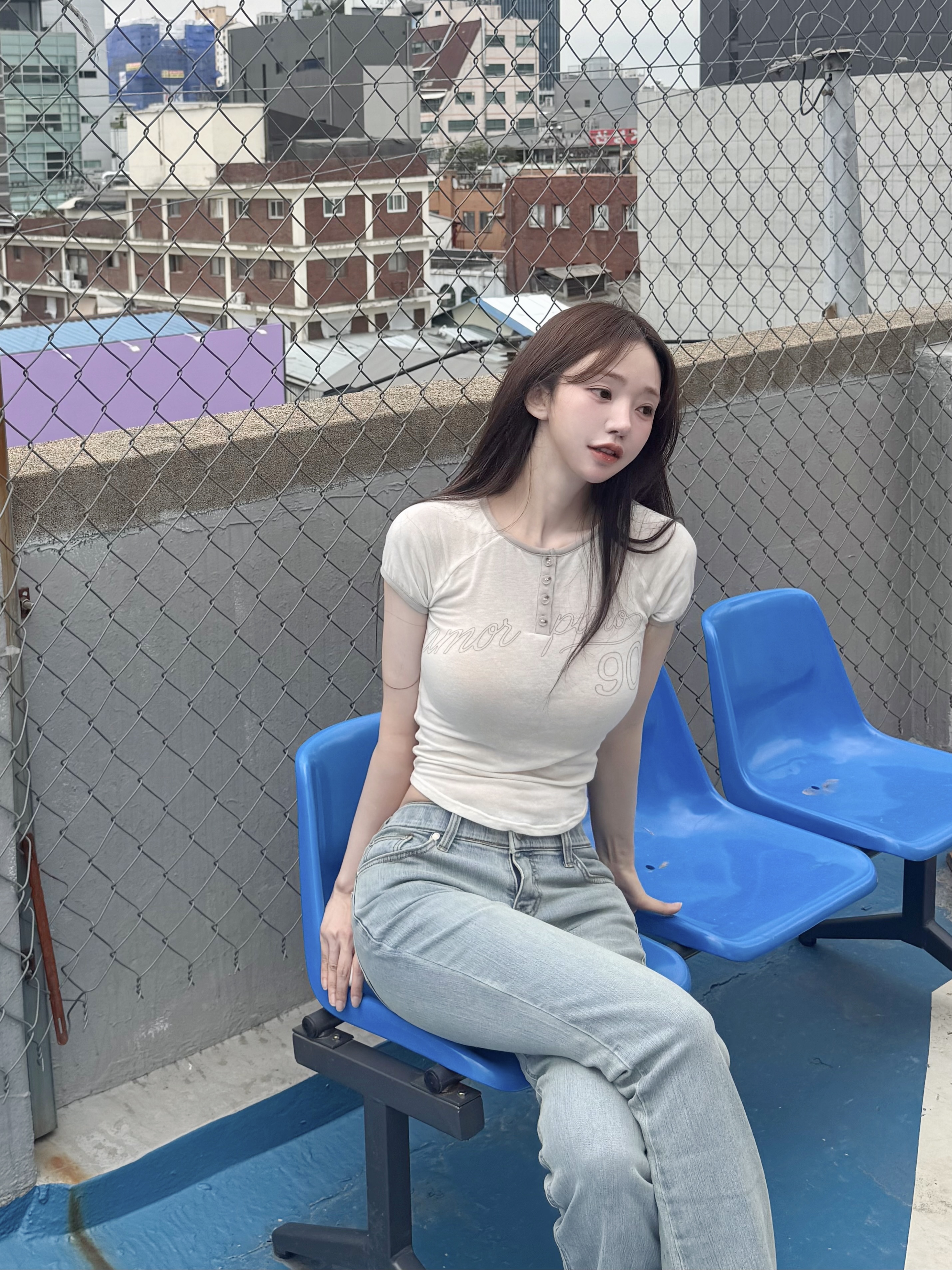 LOW WAIST BOOTCUT JEANS LIGHT BLUE