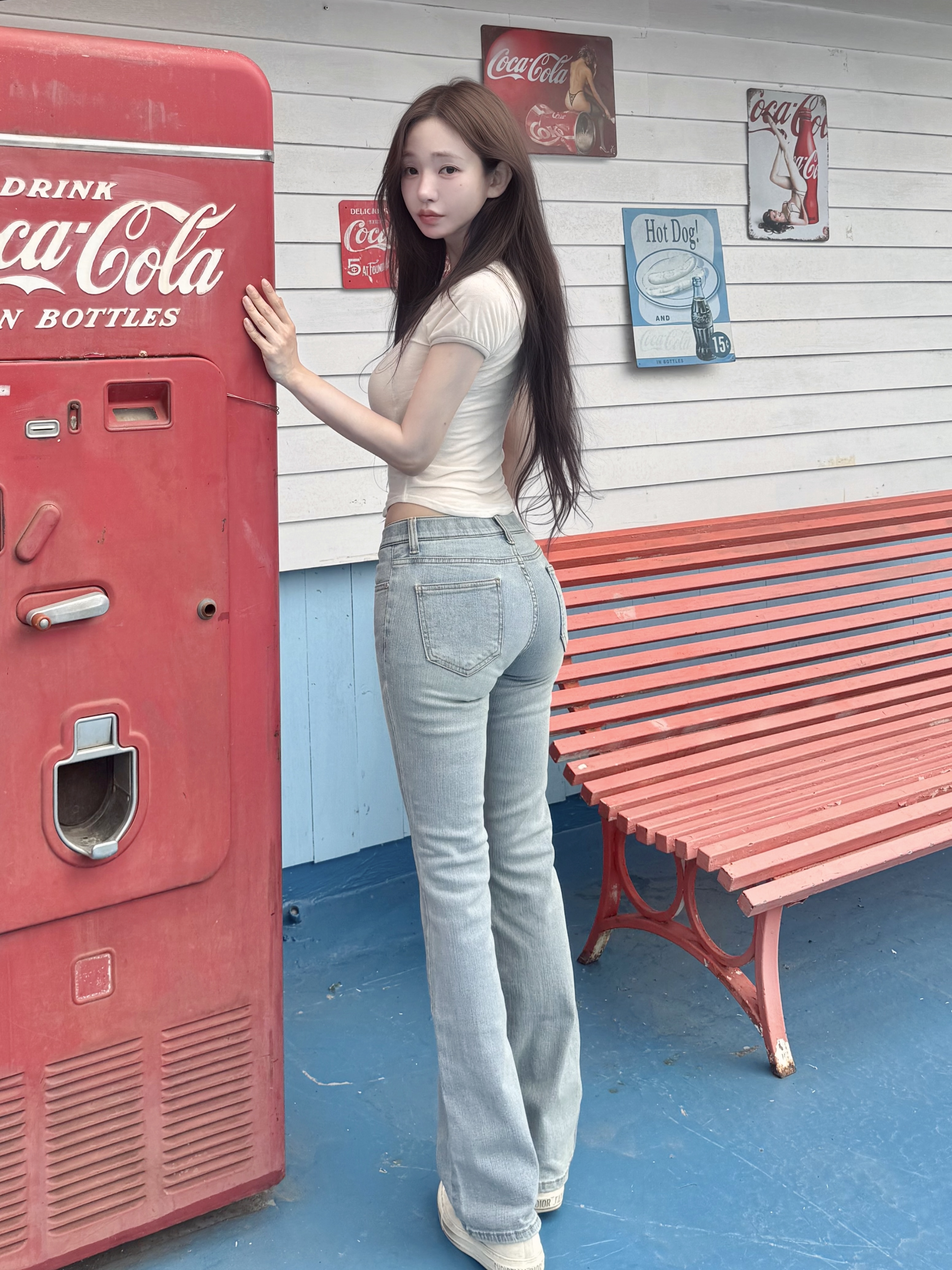 LOW WAIST BOOTCUT JEANS LIGHT BLUE