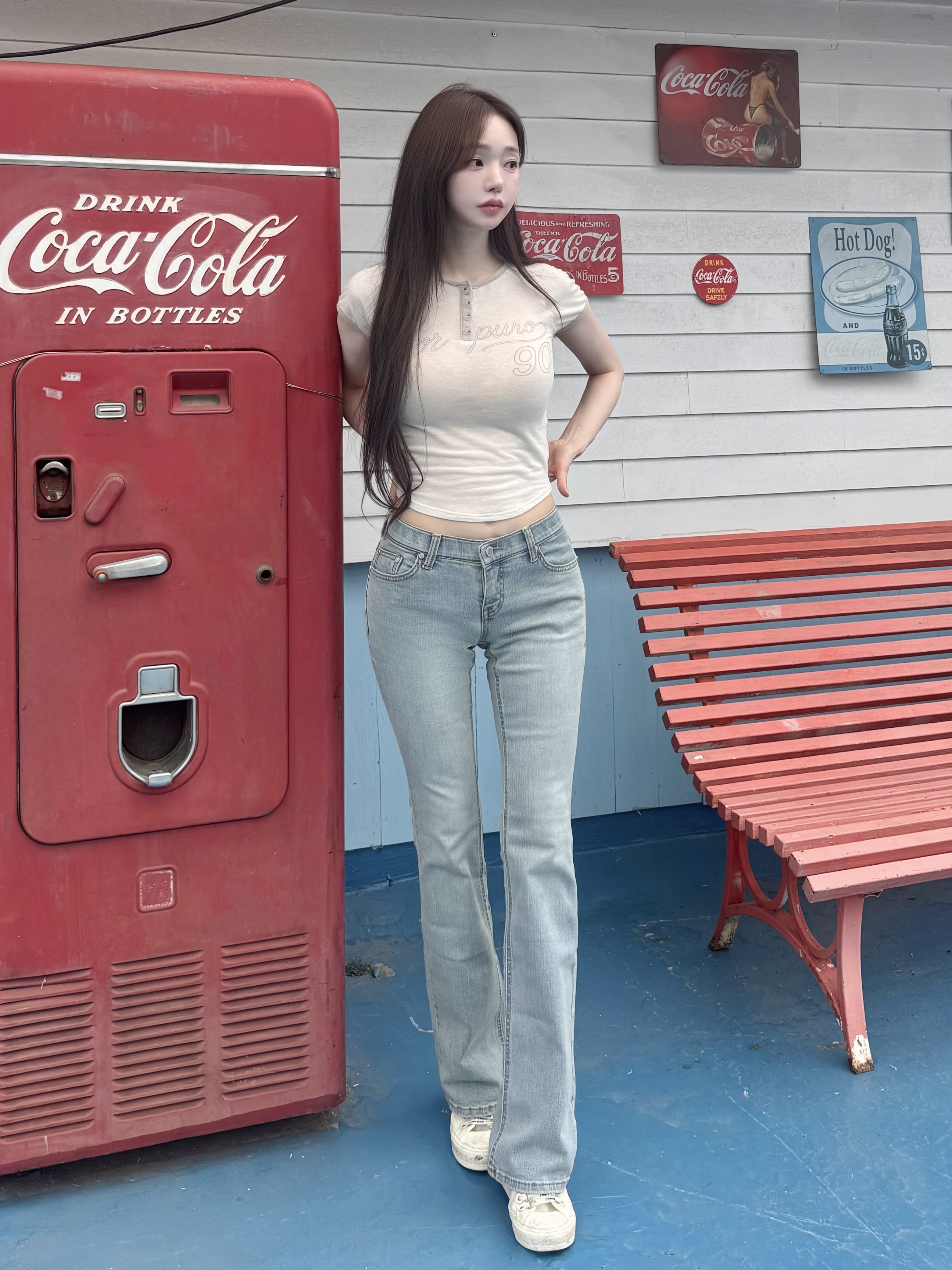 LOW WAIST BOOTCUT JEANS LIGHT BLUE