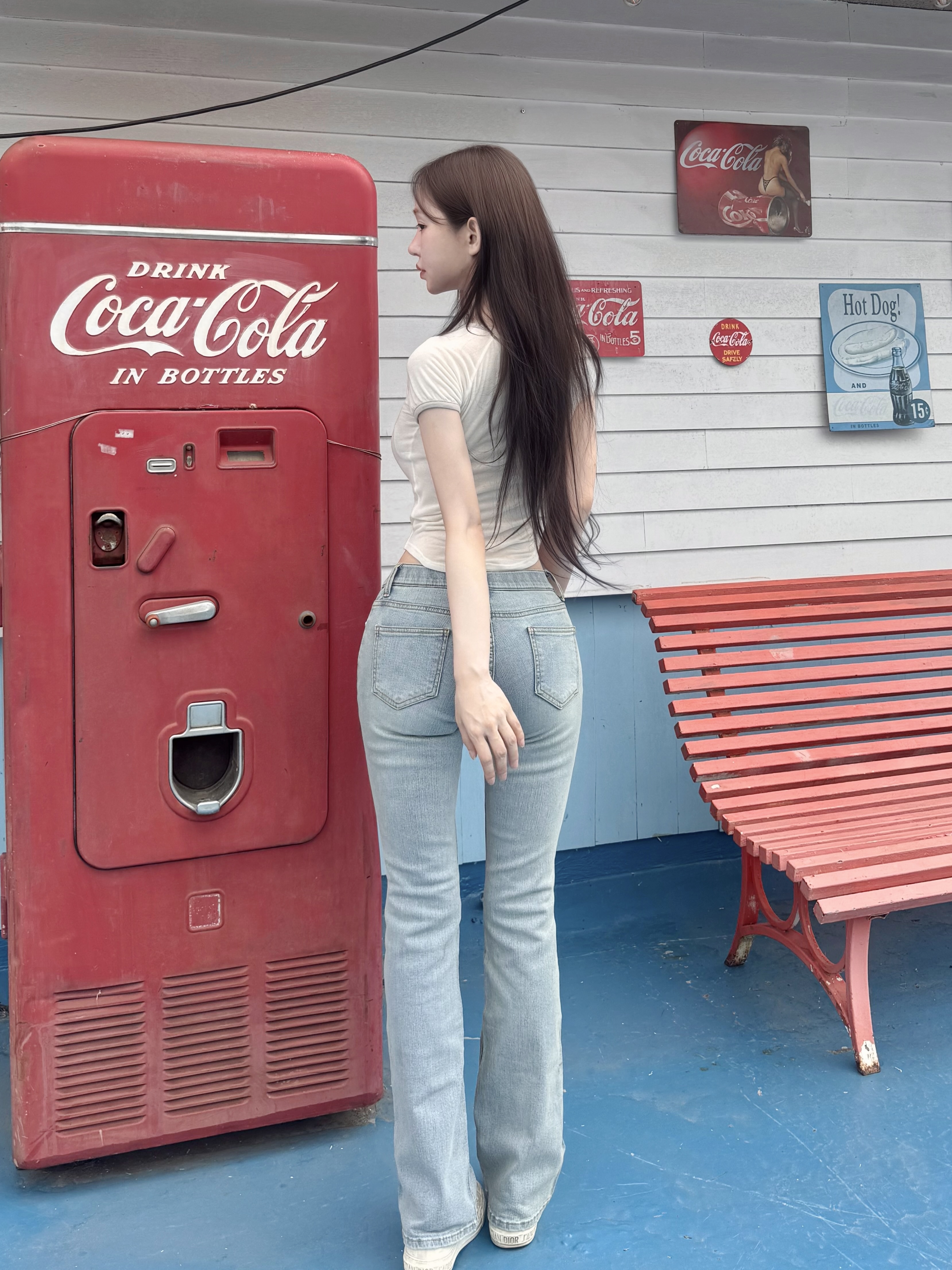 LOW WAIST BOOTCUT JEANS LIGHT BLUE